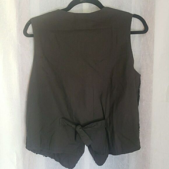 Vintage ime in Vest Black Embroidered Whimsigoth Dark Academia Emo Punk Size M - Picture 2 of 9